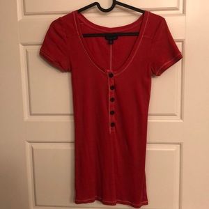 Reddish/ coral shirt